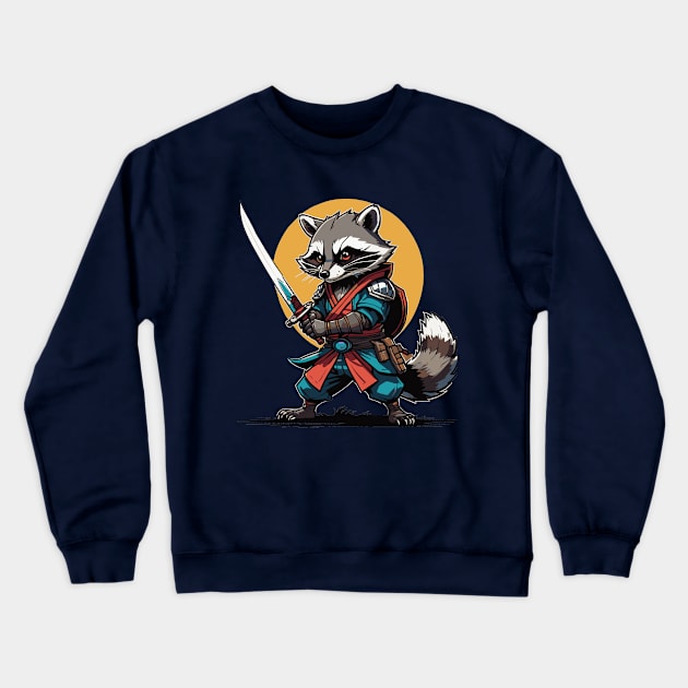 Raccoon Samurai Crewneck Sweatshirt by Arcanum Luxxe Store